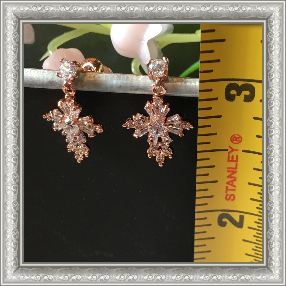 AAA CZ Cross Earrings 1/2” Tall - Picture 2 of 7